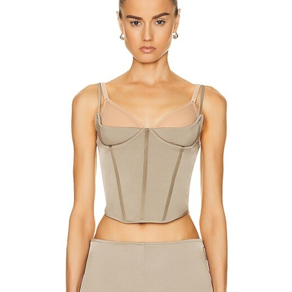 Miaou Kiko Corset Top in Sage Green XS Zipper Back